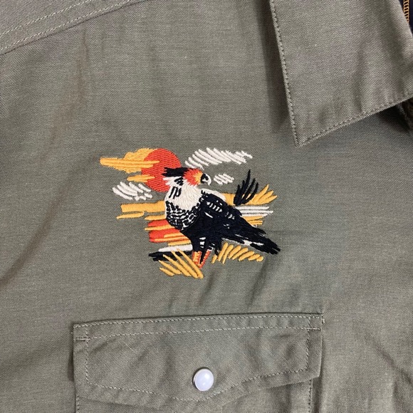 Howler Bros Gaucho Snapshirt Size XL Long Sleeve Western Embroidered Green Shirt - Picture 2 of 12
